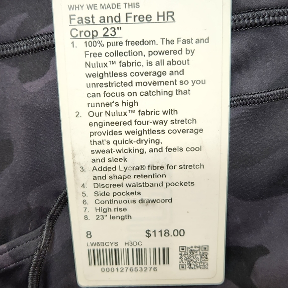 EUC Lululemon Fast & Free HR Crop 23" - Picture 16 of 16